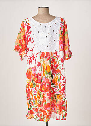 Rochie midi imprimeu floral mâneci scurte portocalie G!OZE femeie