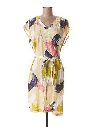 Rochie midi croială fluidă mâneci scurte bej JOCAVI femeie
