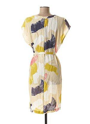 Rochie midi croială fluidă mâneci scurte bej JOCAVI femeie