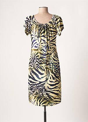 Rochie midi mâneci scurte mâneci scurte galben GEISHA femeie