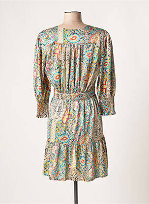 Rochie scurtă croială fluidă mâneci 3/4 bej CHATTAWAK femeie