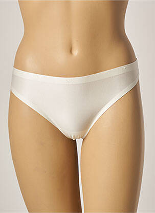 Tanga efect material satinat bej SIMONE PERELE femeie