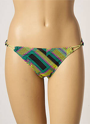 Chiloți de baie efect material satinat bikini verde CHERRY BEACH femeie