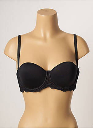 Sutien efect material satinat sutien balconet cu decolteu înalt negru SIMONE PERELE femeie