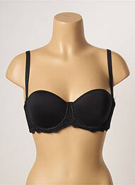 Sutien efect material satinat sutien balconet cu decolteu înalt negru SIMONE PERELE femeie