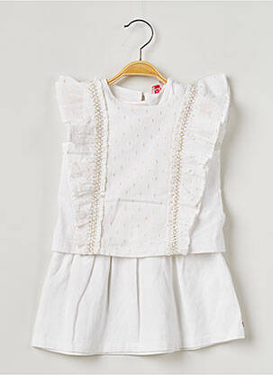 Rochie midi mâneci scurte mâneci scurte alb LILI GAUFRETTE fată