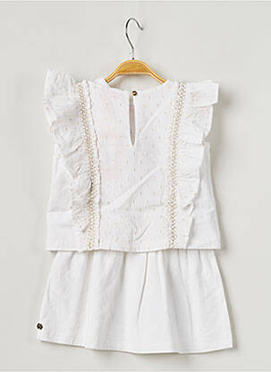 Rochie midi mâneci scurte mâneci scurte alb LILI GAUFRETTE fată