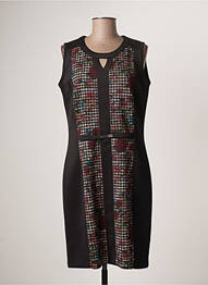 Rochie midi imprimeu fantezie fără mâneci negru GUY DUBOUIS femme