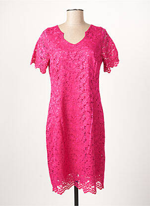 Rochie midi închidere cu fermoar la spate mâneci scurte roz GUY DUBOUIS femeie