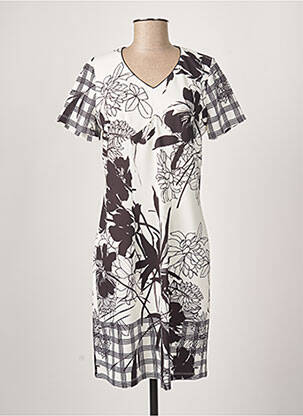 Rochie midi imprimeu floral mâneci scurte alb GUY DUBOUIS femeie