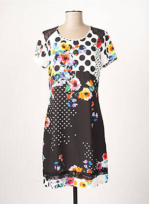 Rochie midi imprimeu floral mâneci scurte negru MERI & ESCA femeie