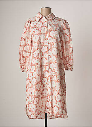 Rochie midi imprimeu floral mâneci 3/4 roz KAFFE femeie