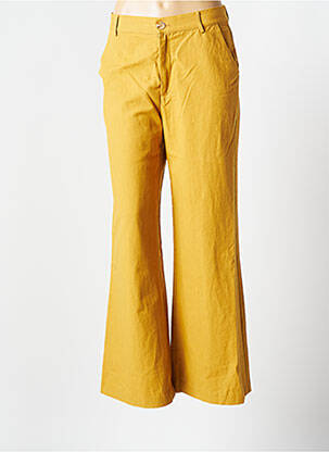 Pantalon chino țesătură poplin galben SEE U SOON femeie