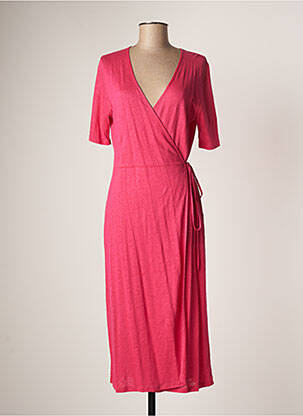 Rochie midi mâneci scurte mâneci scurte roz MAJESTIC FILATURES femeie