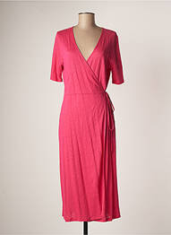Rochie midi mâneci scurte mâneci scurte roz MAJESTIC FILATURES femeie