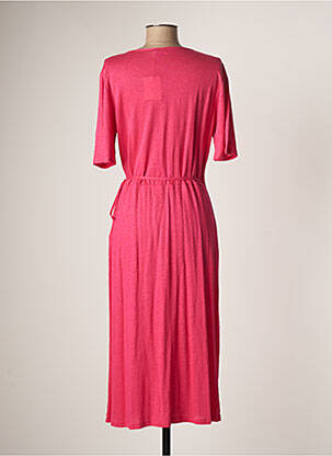 Rochie midi mâneci scurte mâneci scurte roz MAJESTIC FILATURES femeie