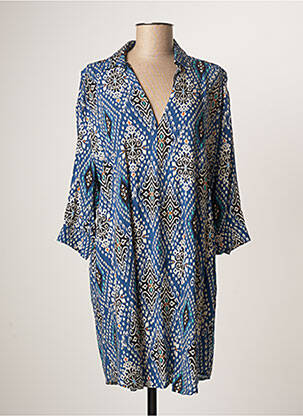 Rochie scurtă croială fluidă mâneci 3/4 albastru ATELIER JAD femeie