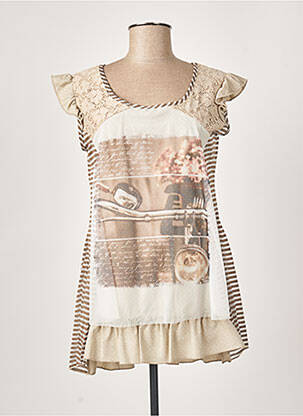 Tunică mâneci scurte bej ATLANTA femeie