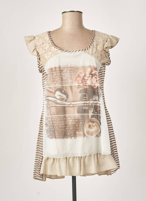 Tunică mâneci scurte bej ATLANTA femeie