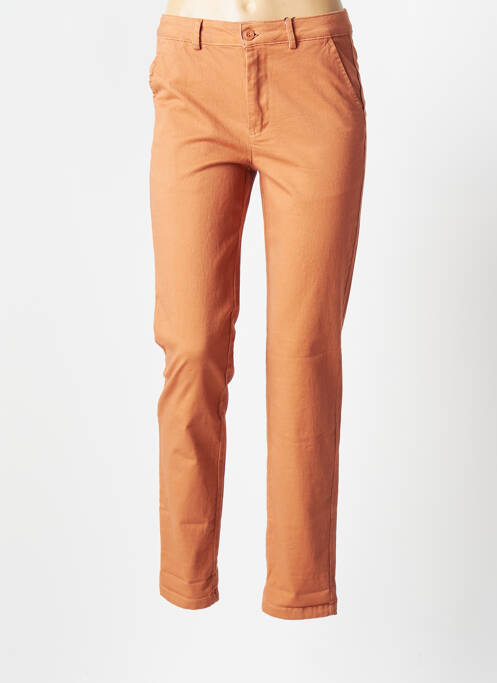 Pantalon chino închidere cu fermoar sub clapetă cu nasturi mărime normală maro SARAH JOHN femme