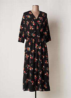 Rochie lungă imprimeu floral mâneci 3/4 negru MAMOUCHKA femeie