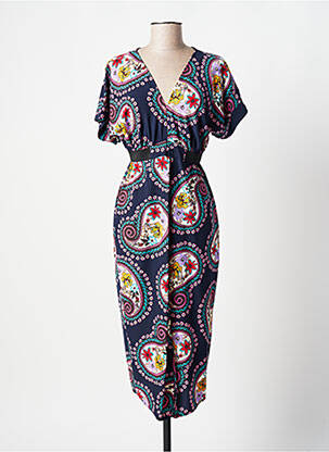 Rochie midi mâneci scurte mâneci scurte albastru JANE WOOD femeie