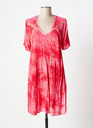 Rochie scurtă croială evazată mâneci scurte roz ATELIER JAD femeie