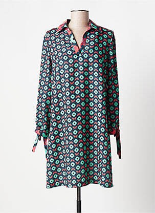 Rochie scurtă croială fluidă mâneci lungi verde QUEENIE femeie