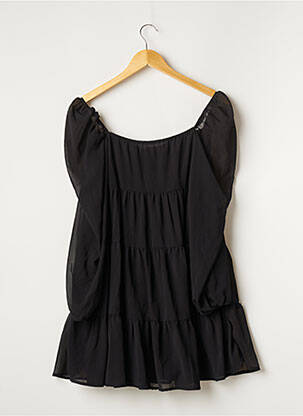 Rochie scurtă croială evazată mâneci lungi negru PRETTY LITTLE THING femeie