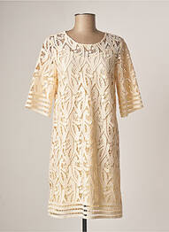 Rochie midi mâneci 3/4 mâneci 3/4 bej SUNCOO femme