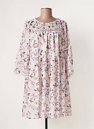 Rochie scurtă croială fluidă mâneci 3/4 roz SEE U SOON femeie