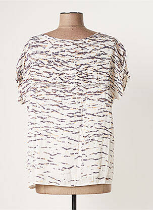 Tricou croială dreaptă mâneci scurte alb CHARLISE femeie