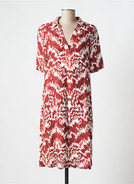 Rochie midi imprimeu fantezie mâneci scurte maro LIN'N LAUNDRY femeie