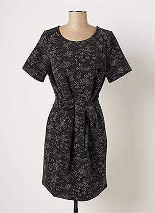 Rochie midi imprimeu floral mâneci scurte negru ICHI femeie