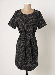 Rochie midi imprimeu floral mâneci scurte negru ICHI femme