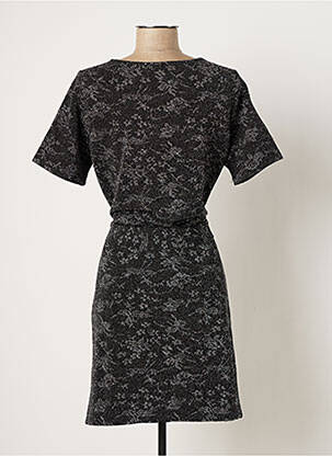 Rochie midi imprimeu floral mâneci scurte negru ICHI femeie