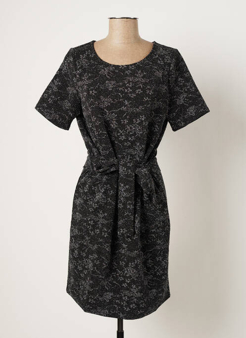 Rochie midi imprimeu floral mâneci scurte negru ICHI femme