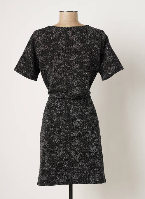 Rochie midi imprimeu floral mâneci scurte negru ICHI femme