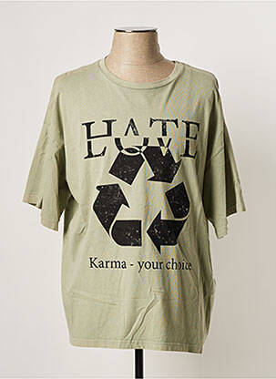 Tricou imprimeu fantezie mâneci scurte verde MY ESSENTIAL WARDROBE femeie