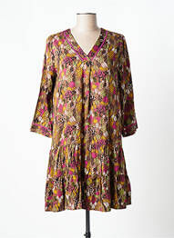 Rochie scurtă imprimeu floral mâneci 3/4 maro LOLA ESPELETA femeie