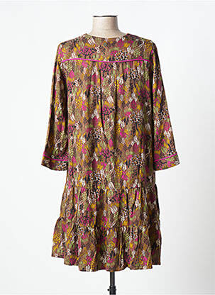 Rochie scurtă mâneci 3/4 mâneci 3/4 maro LOLA ESPELETA femeie