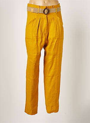 Pantalon drept închidere cu fermoar sub clapetă cu cârlig mărime normală galben LA PETITE FRANCAISE femeie