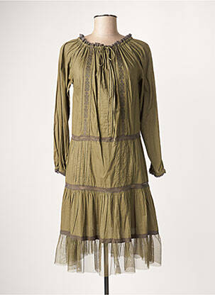 Rochie midi croială evazată mâneci lungi verde CRISTINA GAVIOLI femme