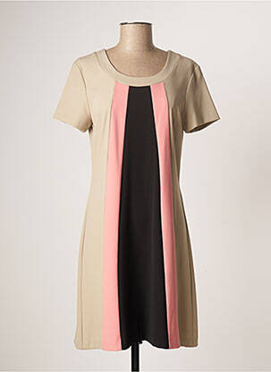 Rochie midi închidere cu fermoar la spate mâneci scurte bej CRISTINA GAVIOLI femme