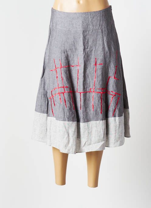 Fustă midi gri AVENTURES DES TOILES femeie