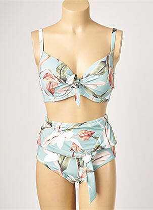 Costum de baie din două piese elasticitate top sutien modelat albastru MOONTIDE femeie