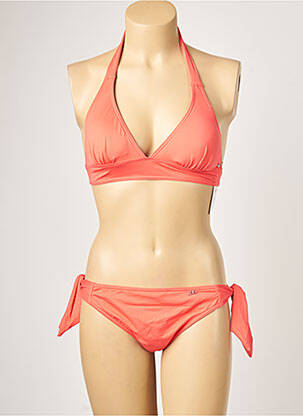 Costum de baie din două piese elasticitate top triunghiuri portocalie LPB femeie