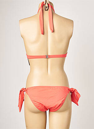 Costum de baie din două piese elasticitate top triunghiuri portocalie LPB femeie