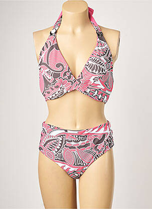 Costum de baie din două piese elasticitate top triunghiuri roz MOONTIDE femeie