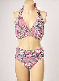 Costum de baie din două piese elasticitate top triunghiuri roz MOONTIDE femeie